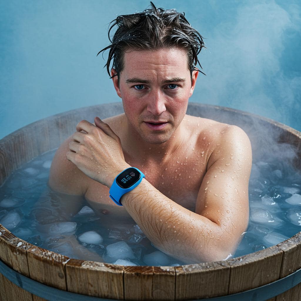 Biohacking ist für diesen fitten mann eisbaden und tracking seiner aktivitäten