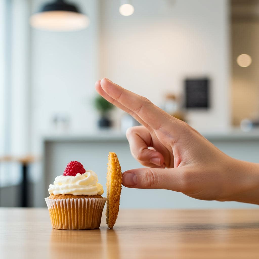 Biohacking bedeutet auch Zuckerkonsum einzuschränken und wie hier auf ein extra süßes Cupcake zu verzichten.