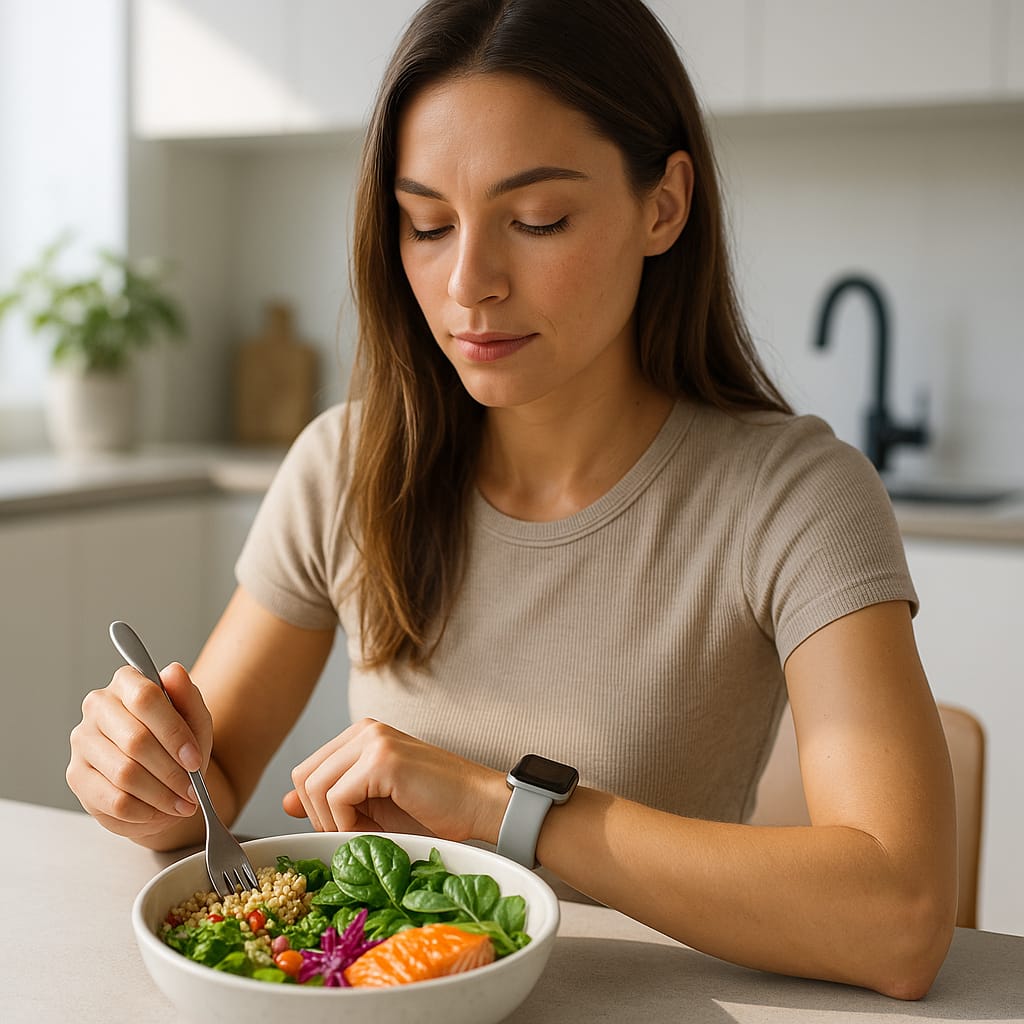 Biohacking wird in Zukunft immer wichtiger, diese junge sportliche Dame ernährt sich ganz gesund. Symbolbild.