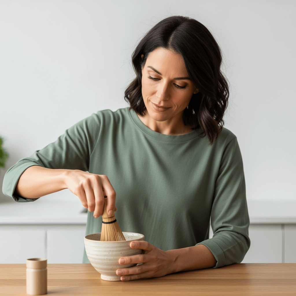Biohacking mit matcha. egcg für klarheit und fokus. symbolbild.