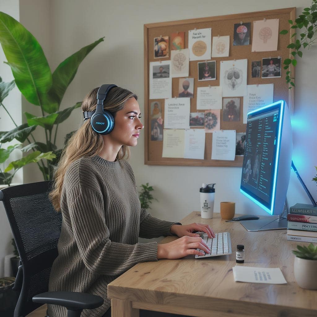 Biohacking ist für diese Dame in Projekt mit Ernährung, Fitness für körperliche und geistige Gesundheit.