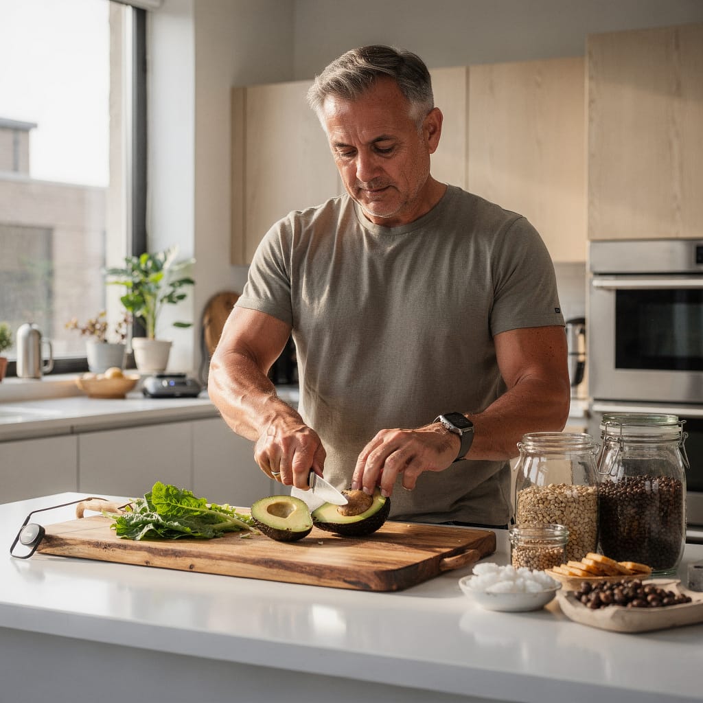 Vagusnvern steuern wie dieser fitte Senior mit gesunden Lebensmitteln. Symbolbild.