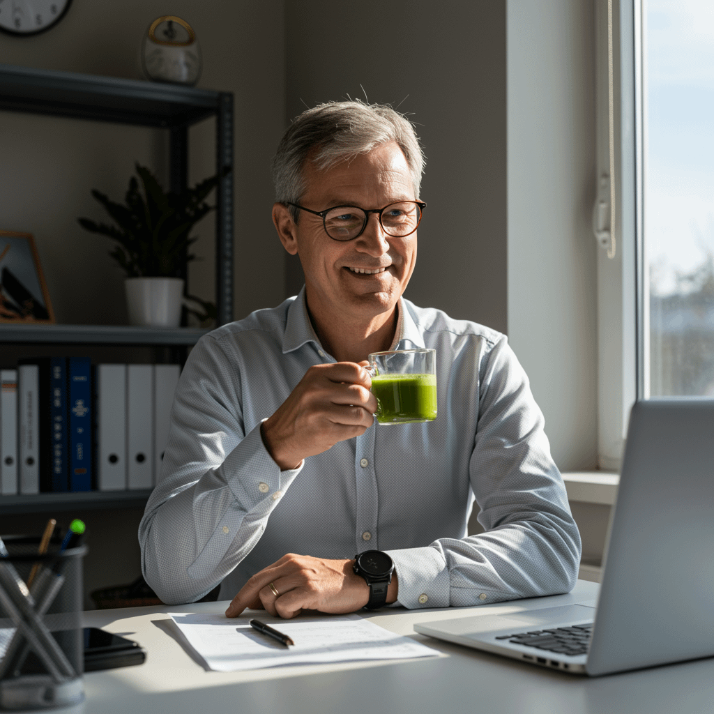 Biohacking mit essen ist für diesen manager im homeoffice ein gesunder reset in stressigen zeiten. symbolbild.