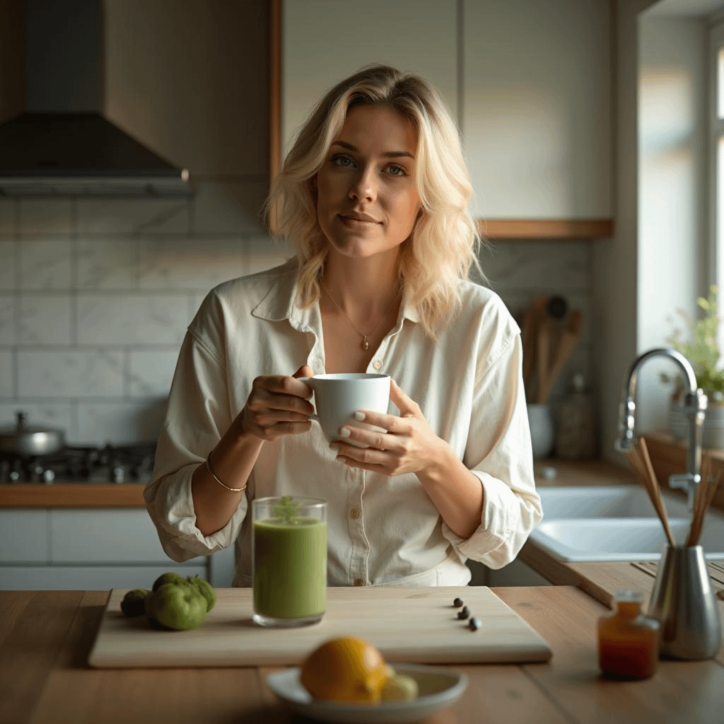 Biohacking mit gesunder nahrung und supplmenten ist für diese fitte dame ein muss. symbolbild.