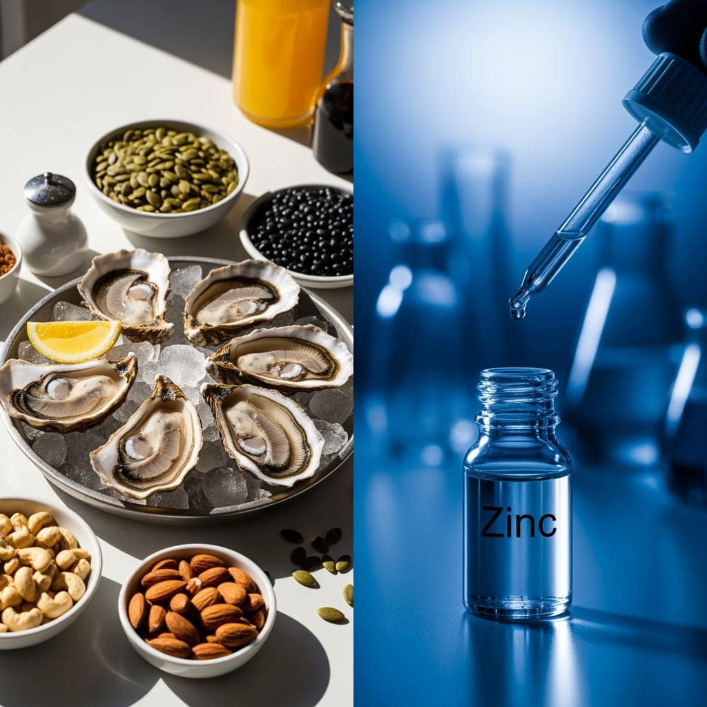 Zink für Biohacker, Essen wie Austern und Zink Tropfen als Ergänzung. Symbolbild.