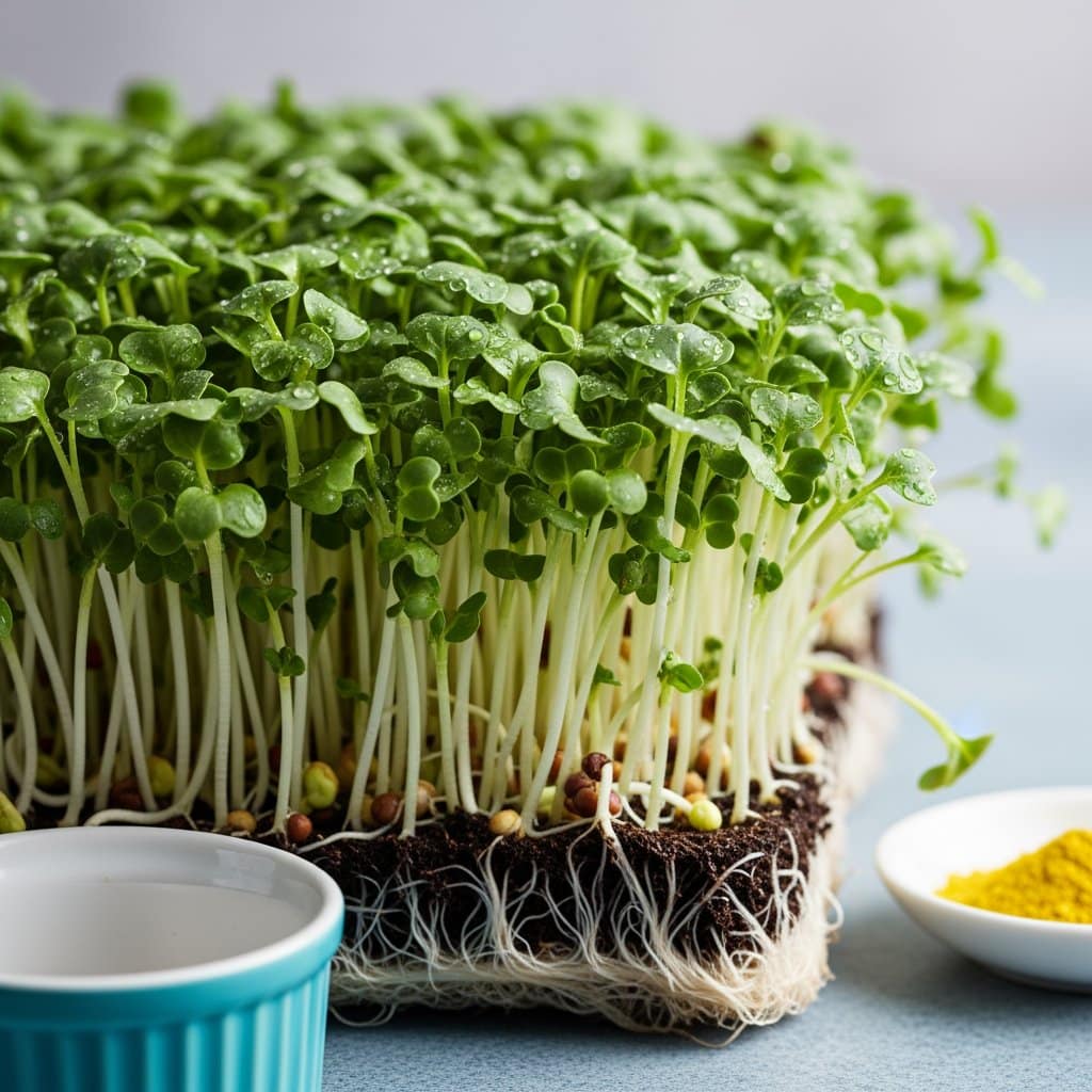 Biohacking mit Brokkoli Sprossen ist ein sanfter hormetischer Reiz. KI Visual.