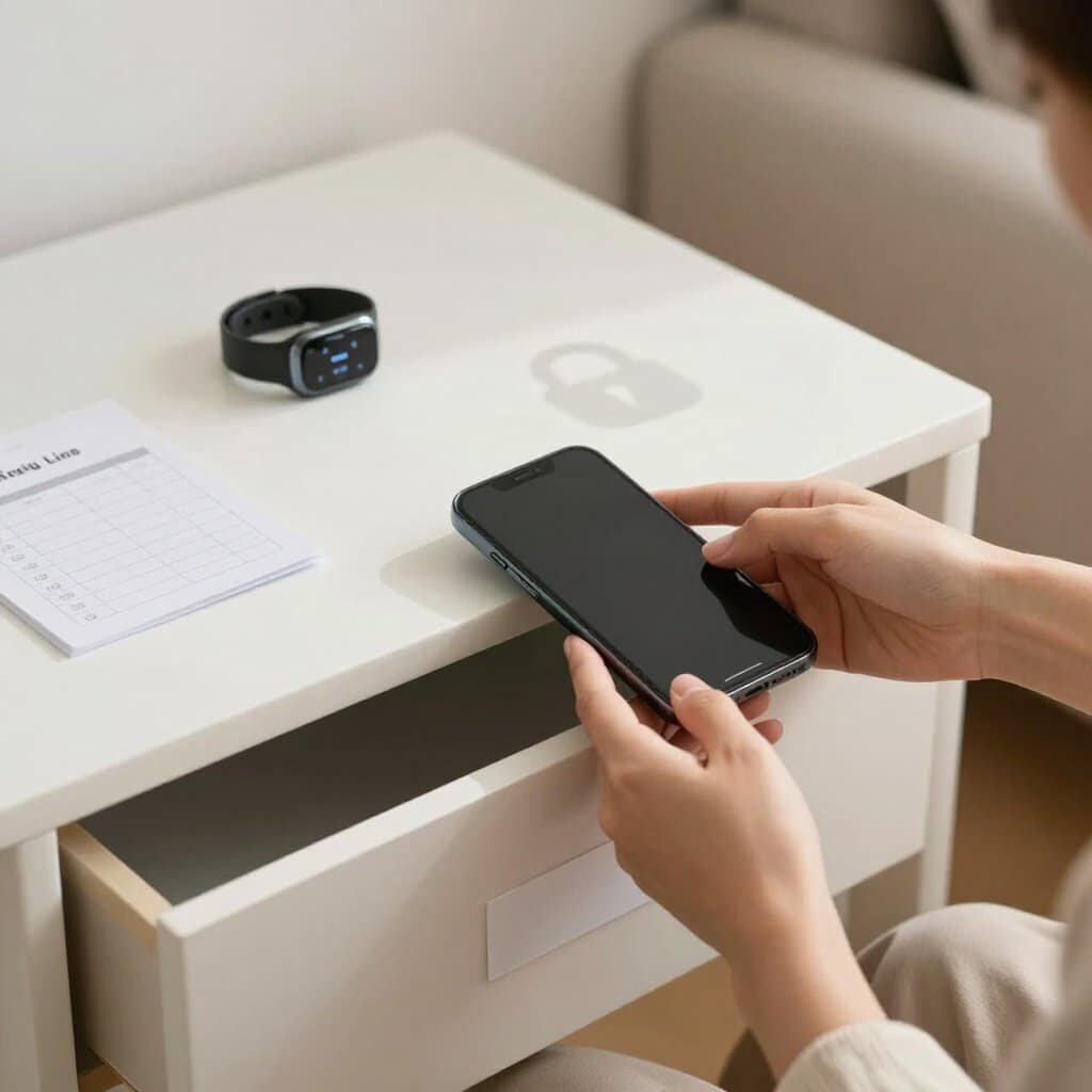 Biohacking wird kritischer, Datenschutz und Digital Detox rückt in den Vordergrund. KI Viusal.