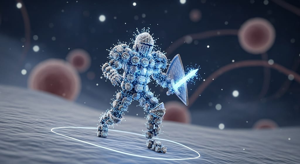 Q10 ist mitochondriale power und zellschutz in einem wirkstoff. dein zellgesundheit ritter. symbolbild.