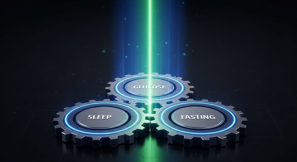 Biohacking triade für gesundheit. glukosekontrolle, fasten, schlaf.