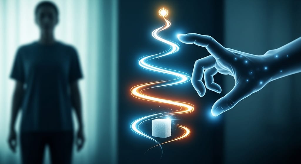 Biohacking mit glukosekontrolle über inneres chaos, präzise steuerung von deiner energie. symbolbild.