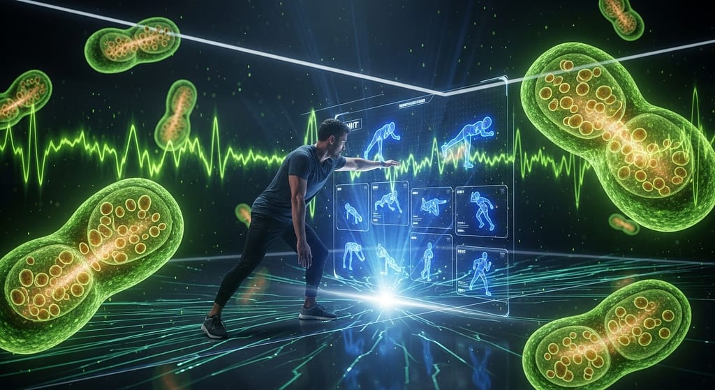 Mitochondrien stärken mit hiit training, anstrengend für diesen sportler, aber die leistungsfähigkeit wird enorm gesteigert. symbolbild.