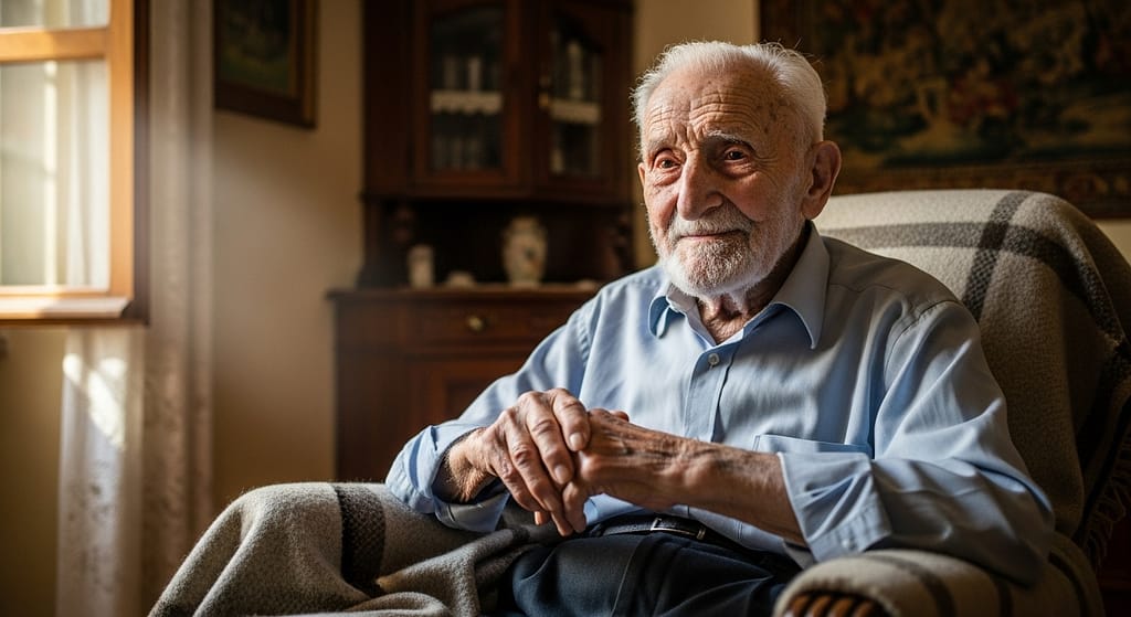 Biohacking für langlebgikeit wie dieser alte mann, zeit seines lebens gesundes gegessen.