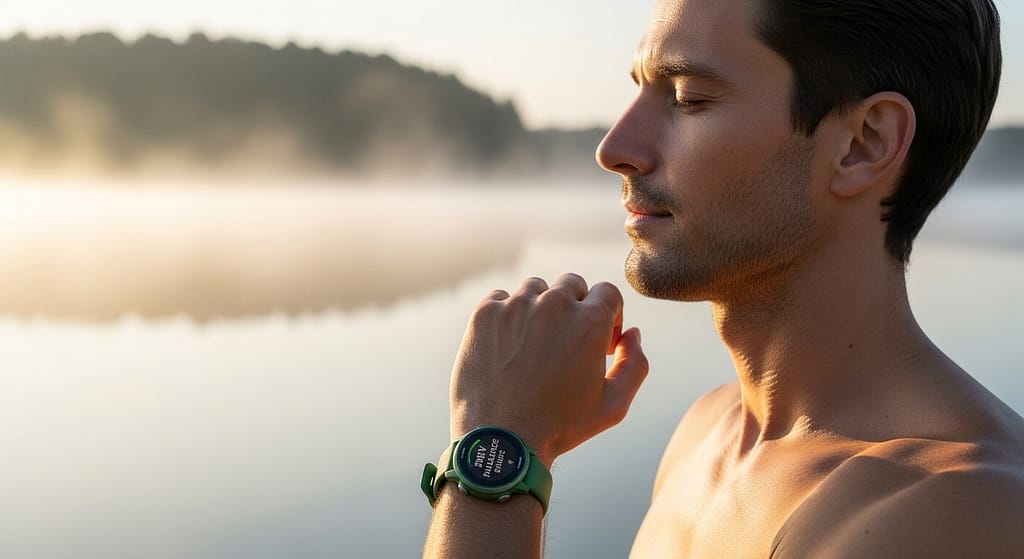 Biohacking mit tracking der gesundheit ist für diesen fitten sportler ein tägliches ritual.