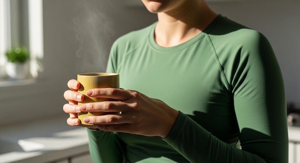 Matcha Tee trinken als morgenliches Ritual ist ein gesunder Start in den Tag. Symbolbild.