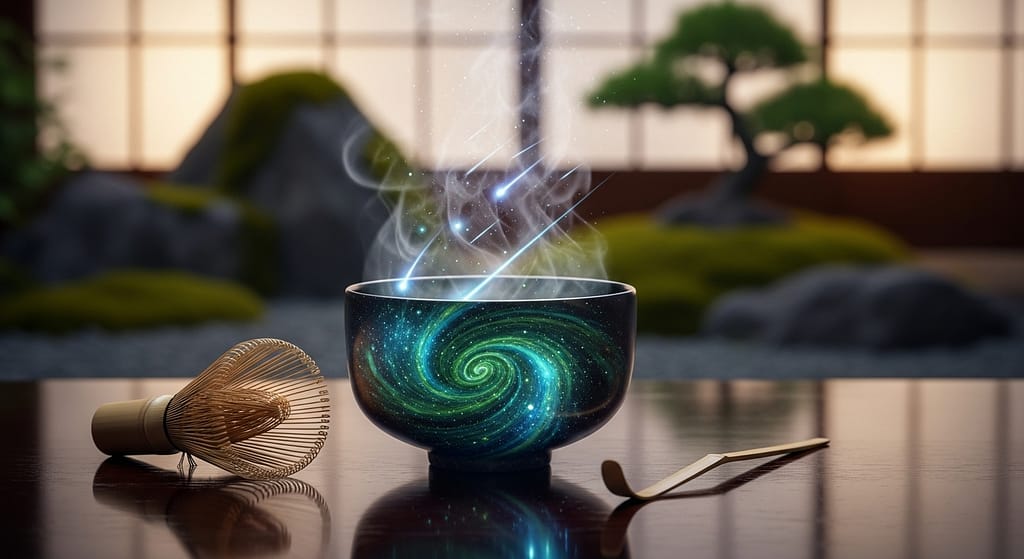 Matcha tea Set ermöglich Teetrinekn wie die japanische Teezeremonie. Symbolbild.