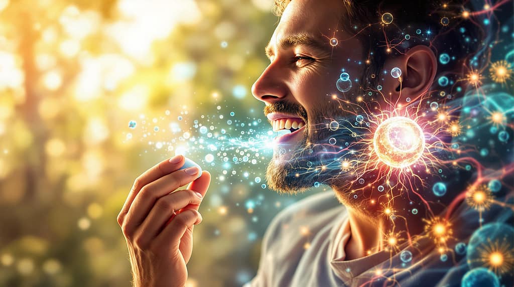 Darstellung des Weges von Magnesium vom Nahrungsergänzungsmittel bis zur Integration in zelluläre Prozesse, einschließlich der Unterstützung der Mitochondrienfunktion.