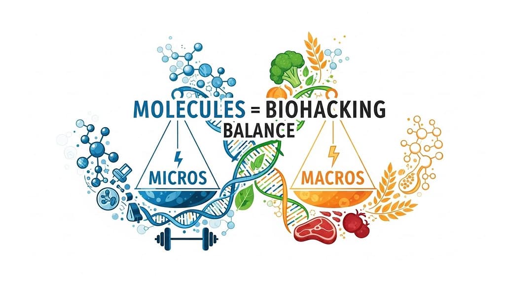 Biohacking ist gesundheitliche Balance. Symbolische Illustration