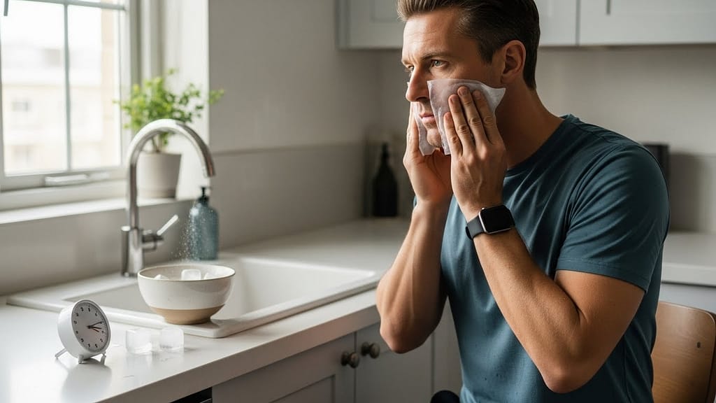 Vagusnver aktivieren mit Kälte im Gesicht wie dieser fitte Biohacker es macht. Symbolbild.