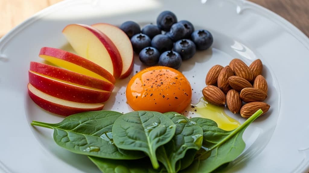 Der Körper baut Acetylcholin aus Cholin, ist reichlich in Eigelb. KI Visual.