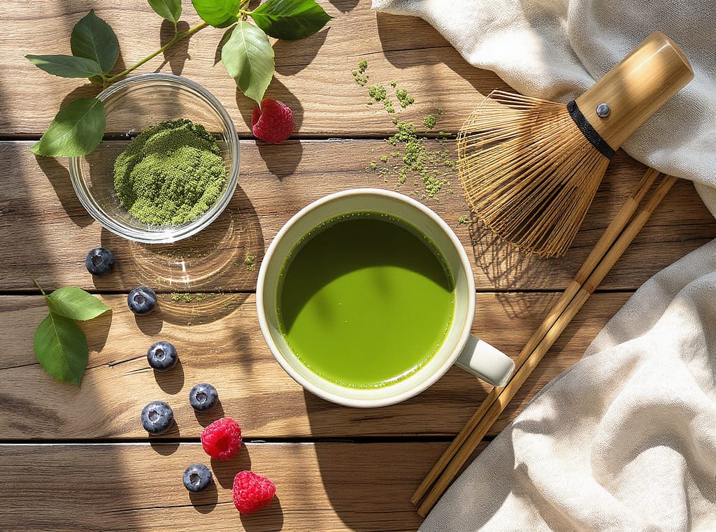 Scheinfasten kann mit matcha tee unterstützt werden.