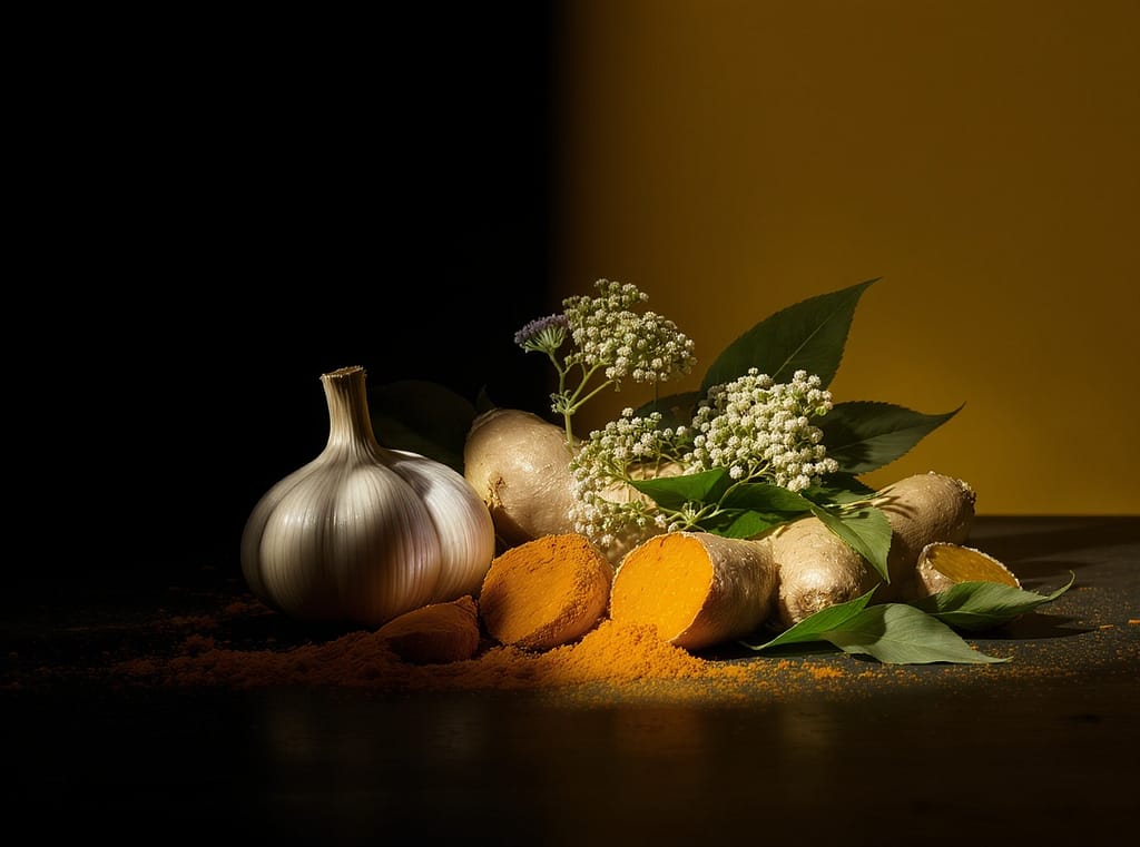 Immunbooster ästhetisch präsentiert. symbolbild.