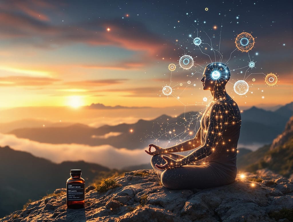 Shilajit supplement für ruhe, achtsamkeit, innere gelassenheit bei yoga