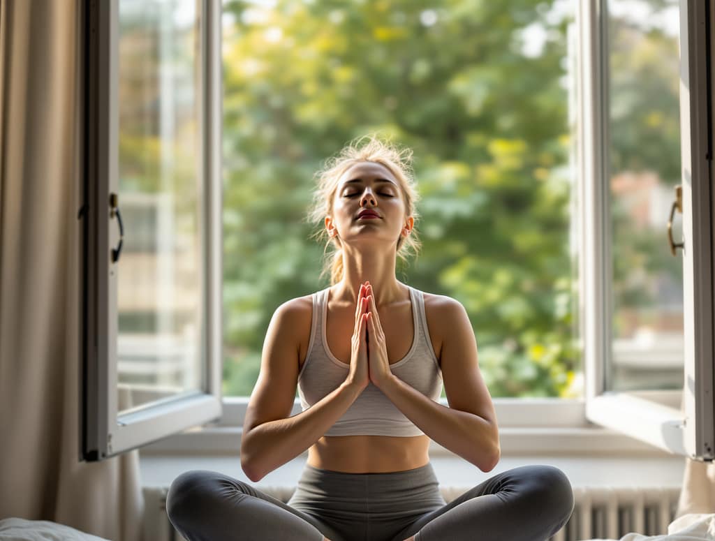 Biohacking morgenroutine mit atemübungen. symbolbild.