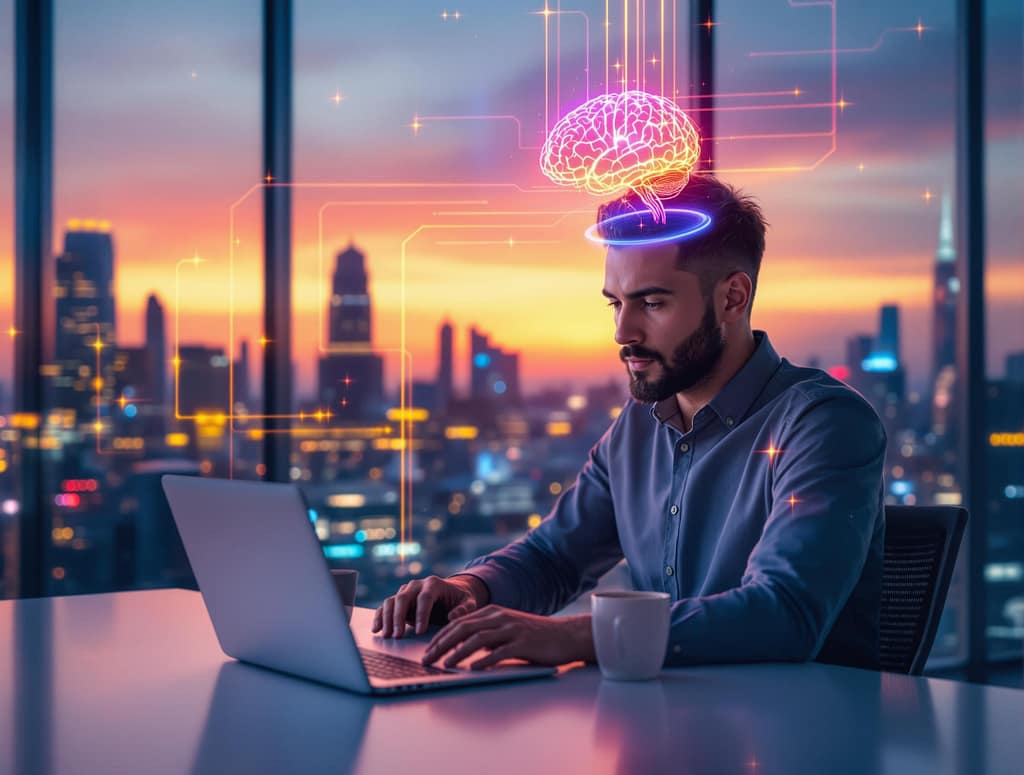 Nootropika können fokus, mentale klarheit, konzentration wie bei diesem manager bei anstrengender computerarbeit erhöhen. symbolbild.