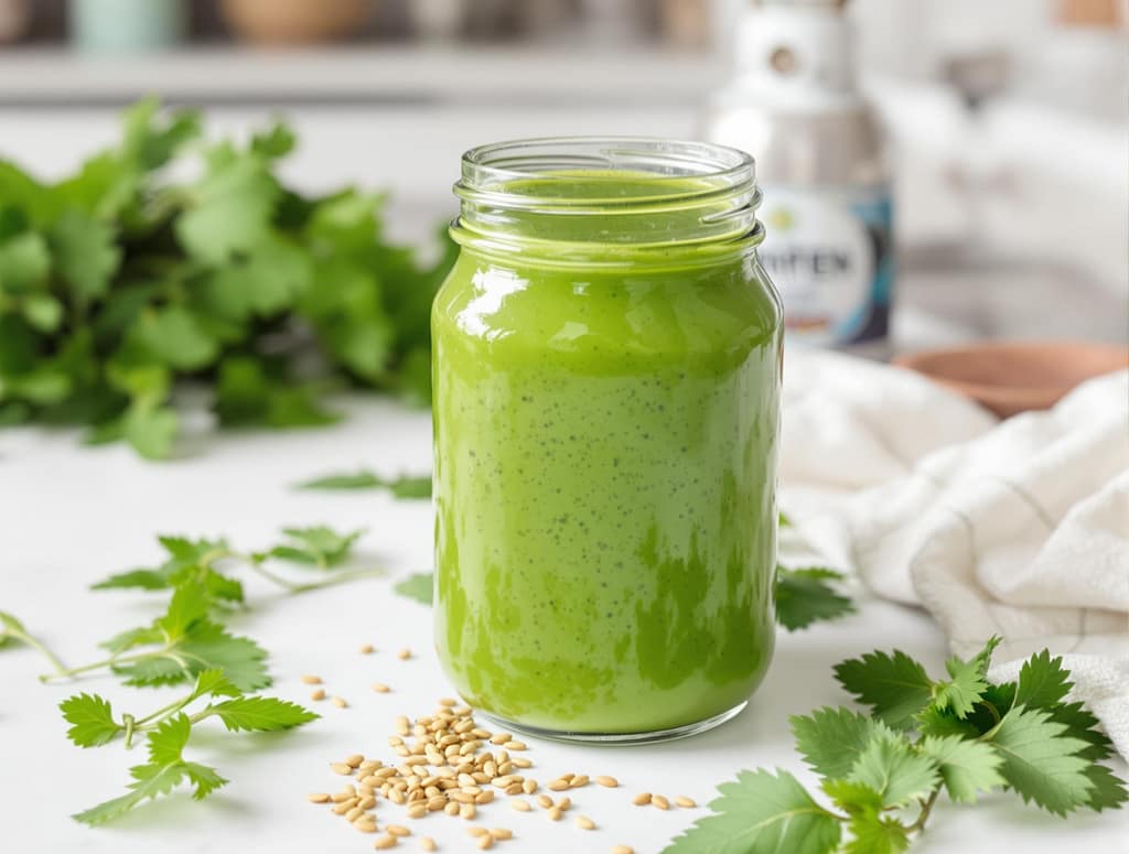 Superfoods veganer power smoothie mit regionalen lebensmitteln