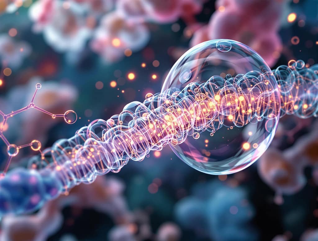 Nahaufnahme eines Mitochondriums, das Calciumionen reguliert – mit weichen Farben und wissenschaftlicher Ästhetik. Symbolbild.