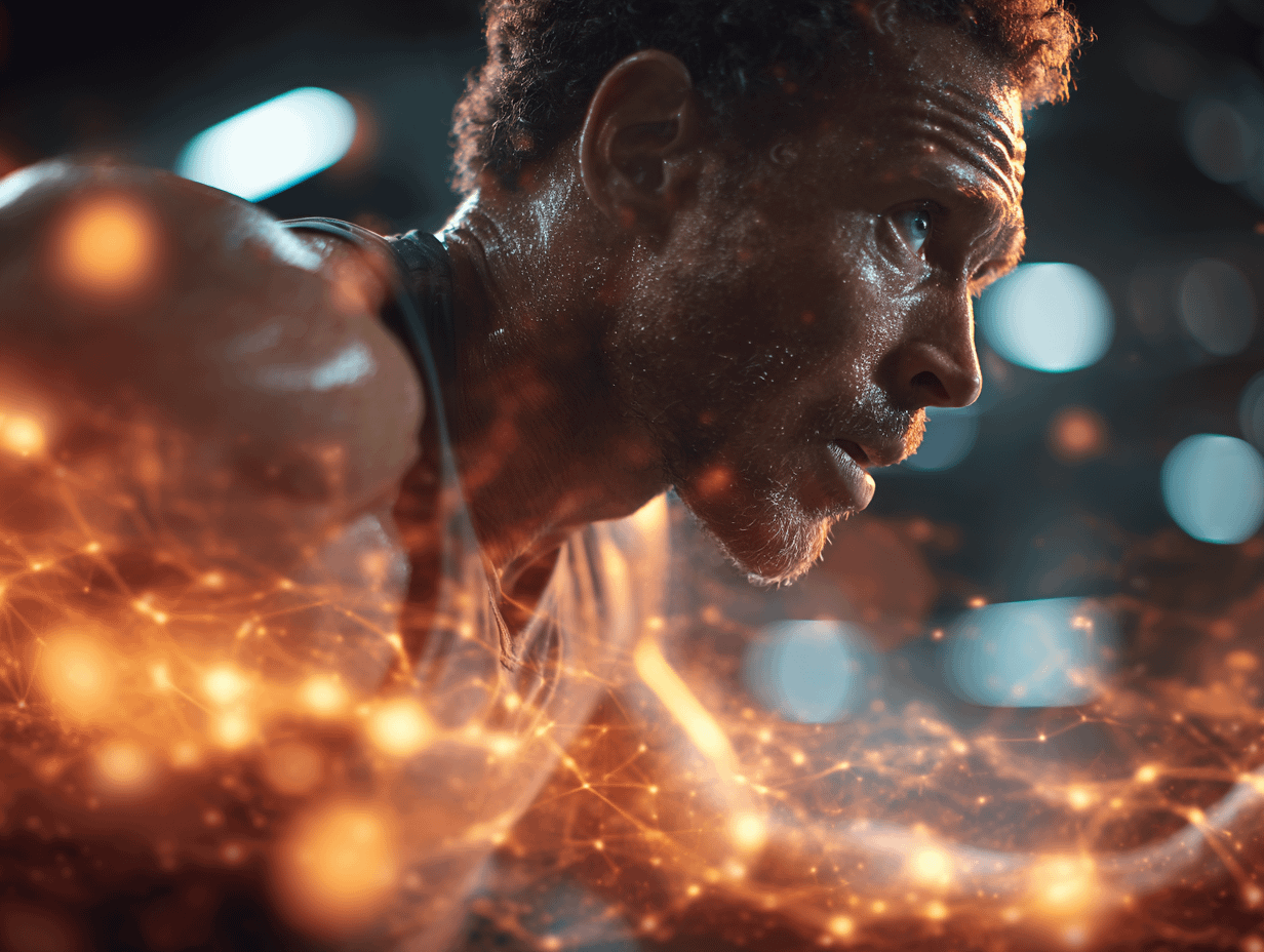 HIIT und Ausdauertraing ist kombiniert gesund. Dieser männliche Athlet ist ein Spitzensportler.