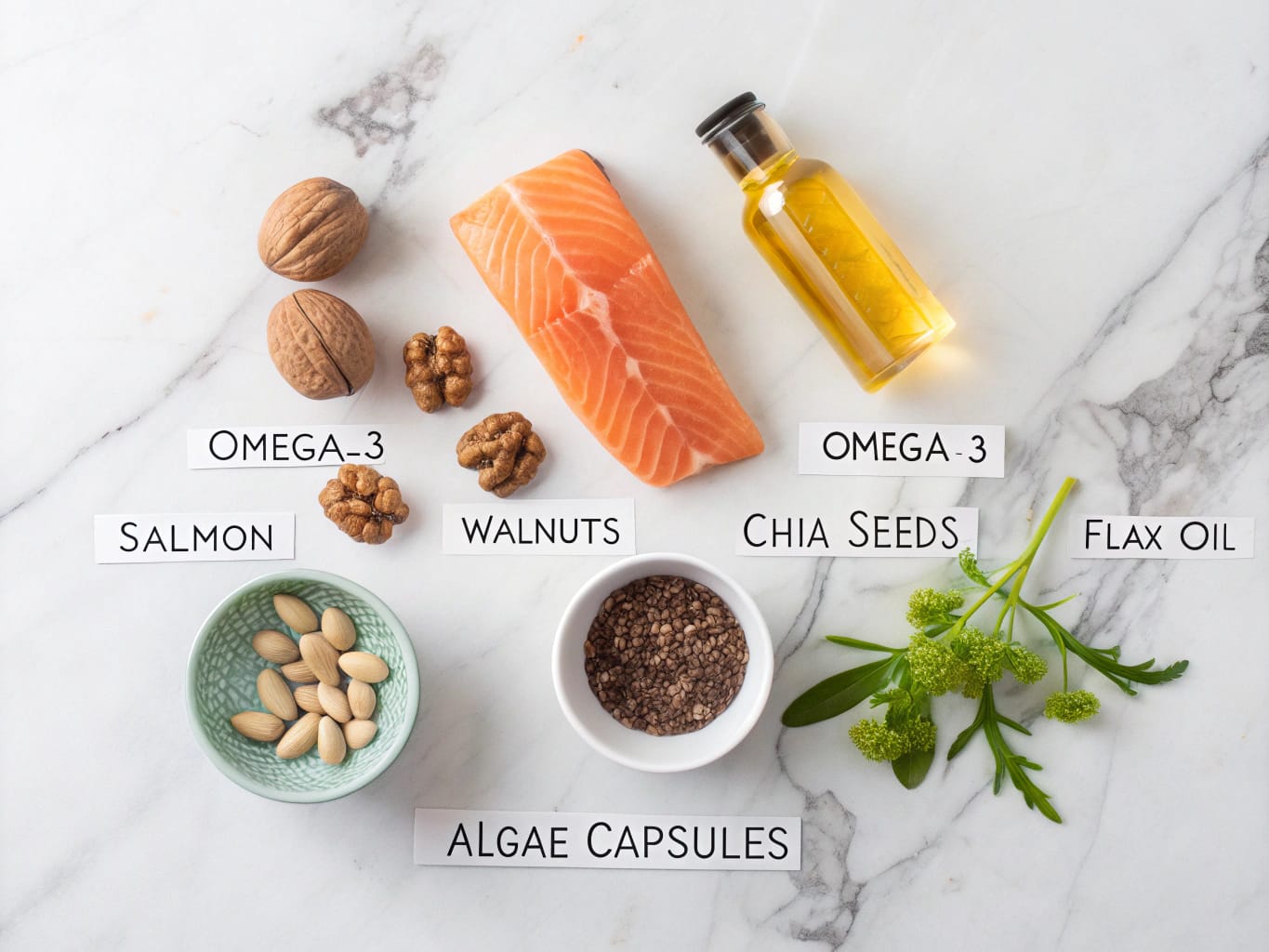 Gehirngesundheit mit gesunden, fetten lebensmitteln. symbolbild.