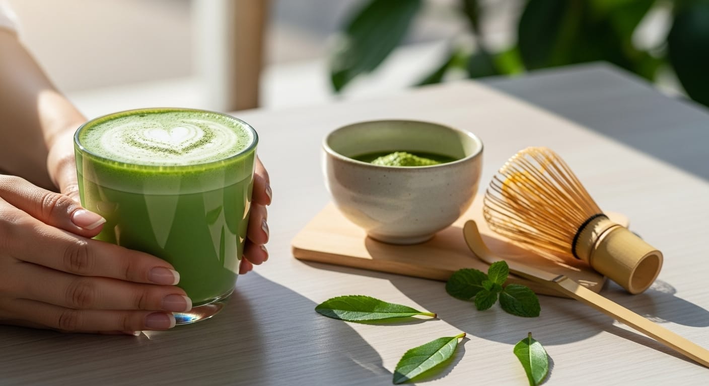 Matcha tee gut für herz und gehirn, schmeckt als premium grade hervorragend. symbolbild.