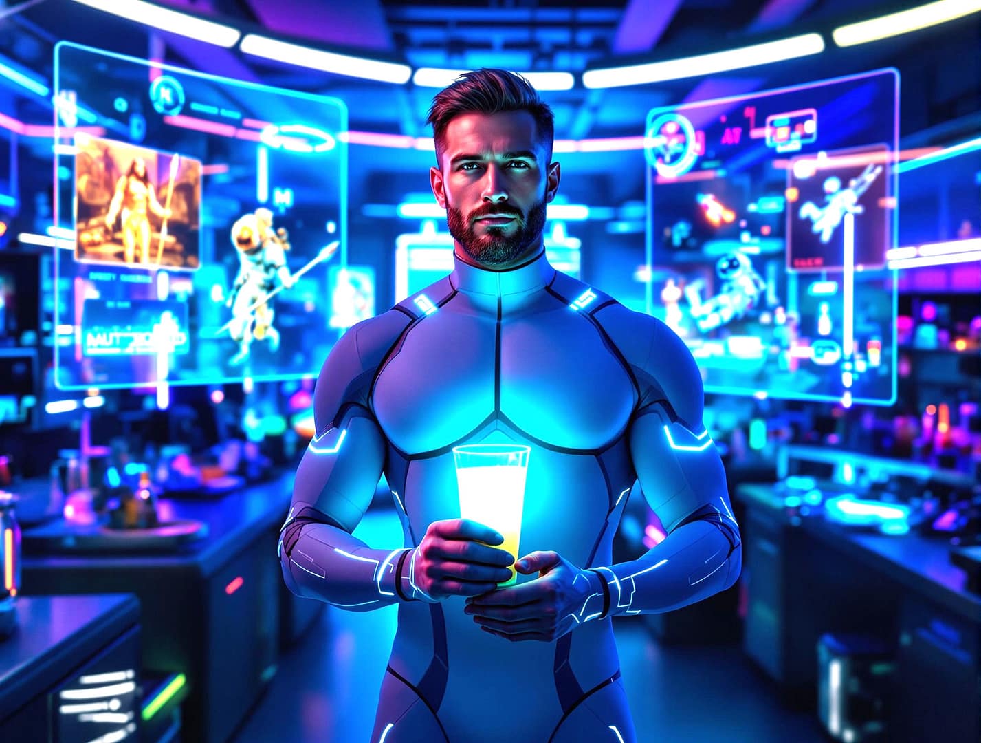 Biohacking verkörpert dieser perfekte superman optimal, mit dem wunsch nach unsterblichkeit. symbolbild.