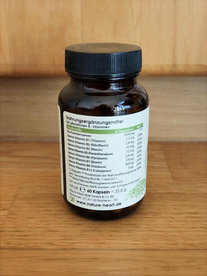 Vitamin B Komplex Nature Heart Inhaltsstoffe Rückseite KI